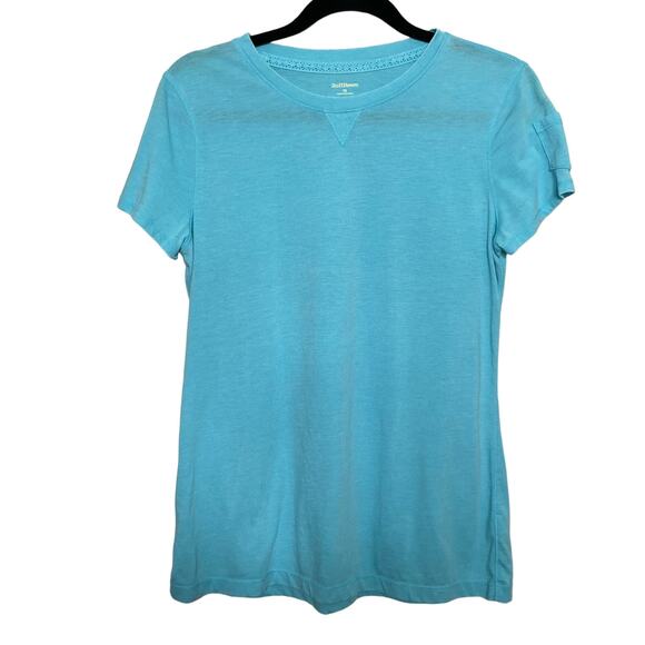 Ruff Hewn Short Sleeve T-Shirt Top Crewneck Lightweight Stretch Aqua Blue Large - Picture 1 of 8